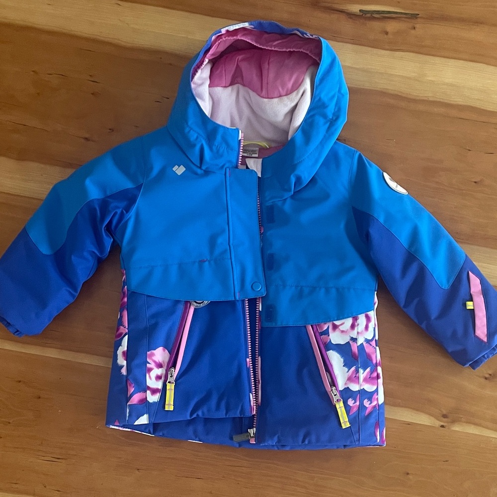 Obermeyer Bright Blue & Pink Floral Girls' Puffer Jacket